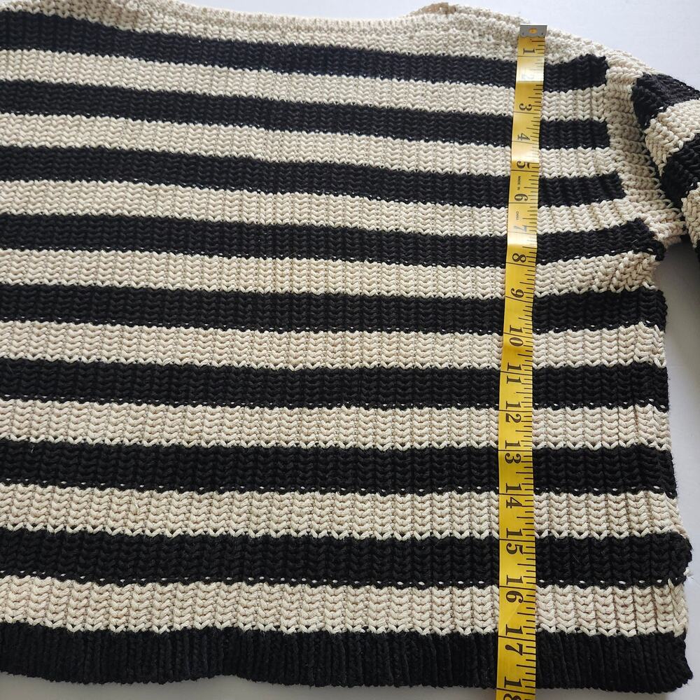 Ann Taylor Cotton Black and Cream Striped Boatneck Sweater Size X-Small - Picture 7 of 8
